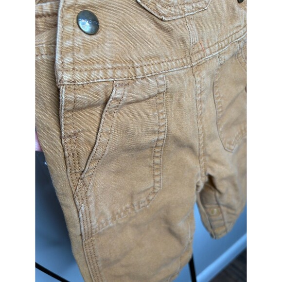Carhartt Baby Infant Brown Tan Canvas Bib Overalls 6 Months Snap‎ Leg Unisex - Picture 3 of 8